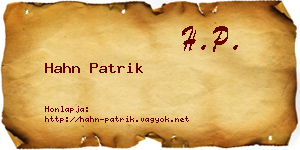 Hahn Patrik névjegykártya